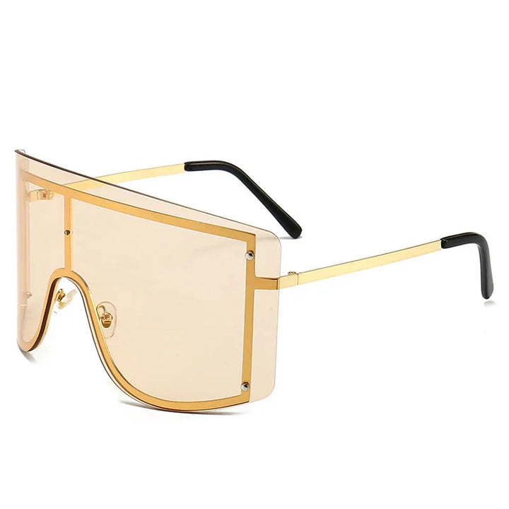 Fashion Oversized Blue Yellow Gradient Sunglasses Women 2019 Luxulry Brand Designer Red Rimless Metal Female Sun Glasses Shades