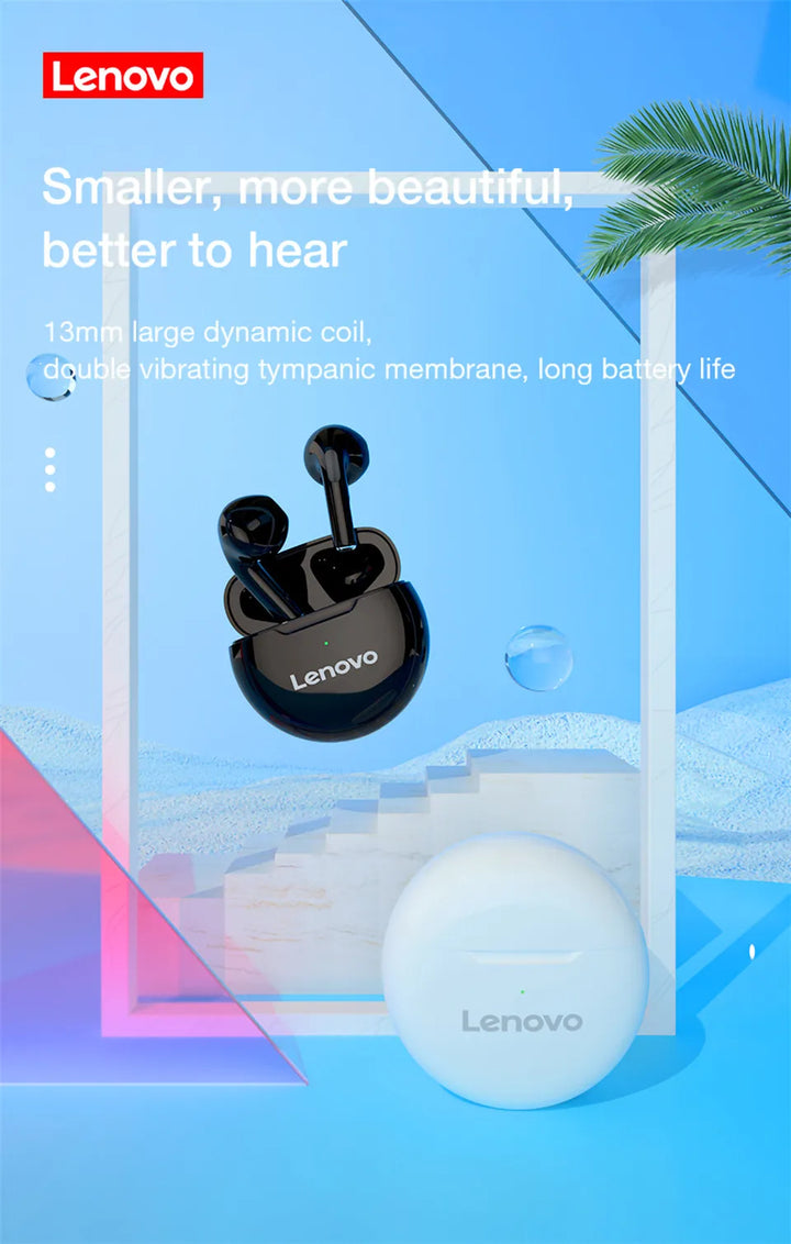 Original Lenovo HT38 TWS Earphone Wireless Bluetooth 5.0 Headphones Stereo Bass With Microphone Noise Reduction Mini Headset
