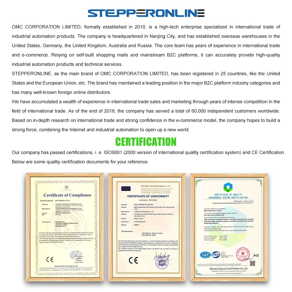 STEPPERONLINE 17HS08-1004S Nema 17 Stepper Motor 20.5mm 16Ncm 1A 42 Step Motor 4-Lead for Extruder CNC XYZ 3D Printer