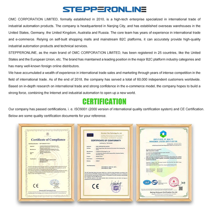 STEPPERONLINE 17HS08-1004S Nema 17 Stepper Motor 20.5mm 16Ncm 1A 42 Step Motor 4-Lead for Extruder CNC XYZ 3D Printer