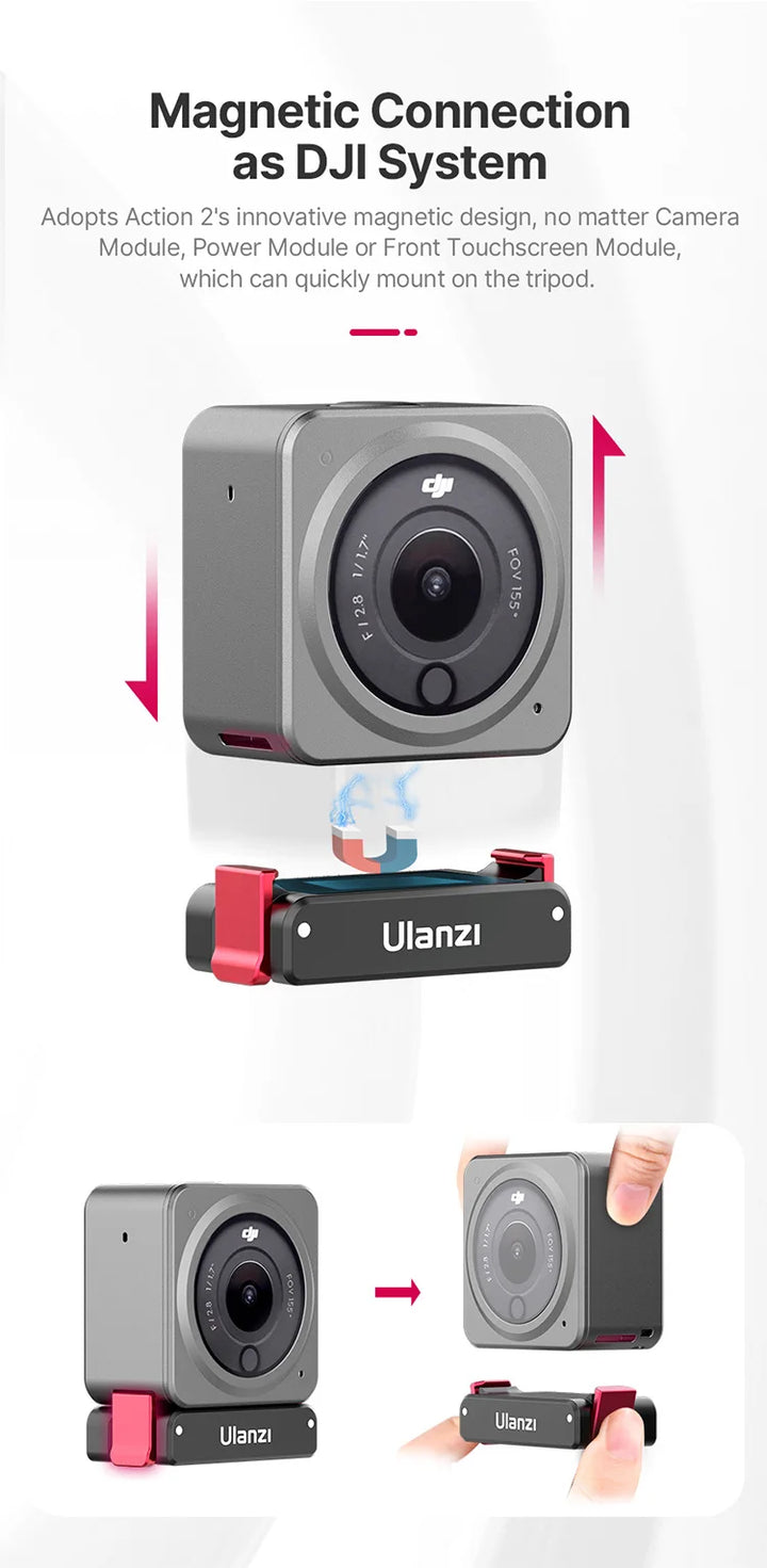 Ulanzi MT-50 Magnetic Tripod for Dji Osmo Action 5 4 3 Adjustable Underwater Selfie Stick Stand Mount Action Camera Accessories