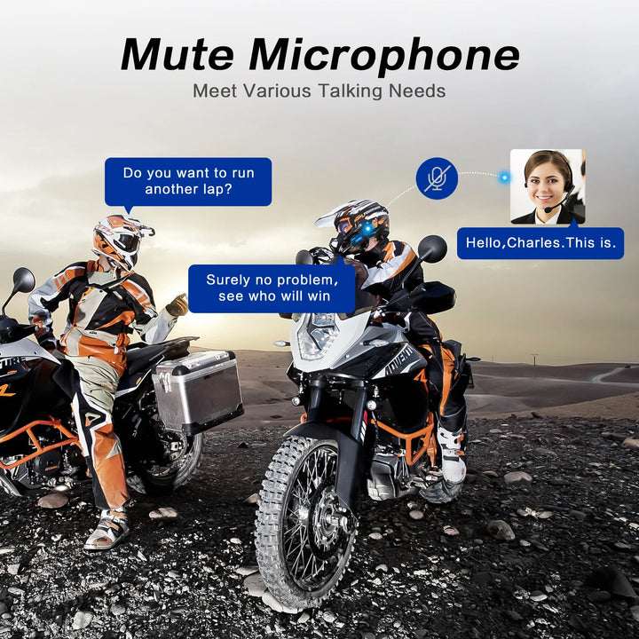 2Pcs Fodsports M1-S Plus Motorcycle Helmet Intercom Bluetooth Headset 8 Riders Moto Interphone,Music Sharing,FM Radio