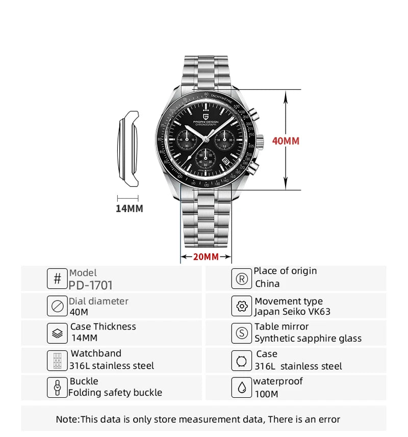 2025 New PAGANI DESIGN Tribute to CK2998 Moon Watch Retro Luxury Quartz Watches For Men Stainless steel Sport Chronograph Man