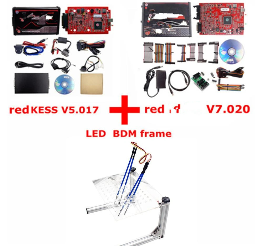 Top Online 2.80 EU Red KESS V5.017 No Token KTAG V7.020 2.25 Ktag 4 LED ECU Master Programmer Tool OBD2 Manager Kit BDM Frame
