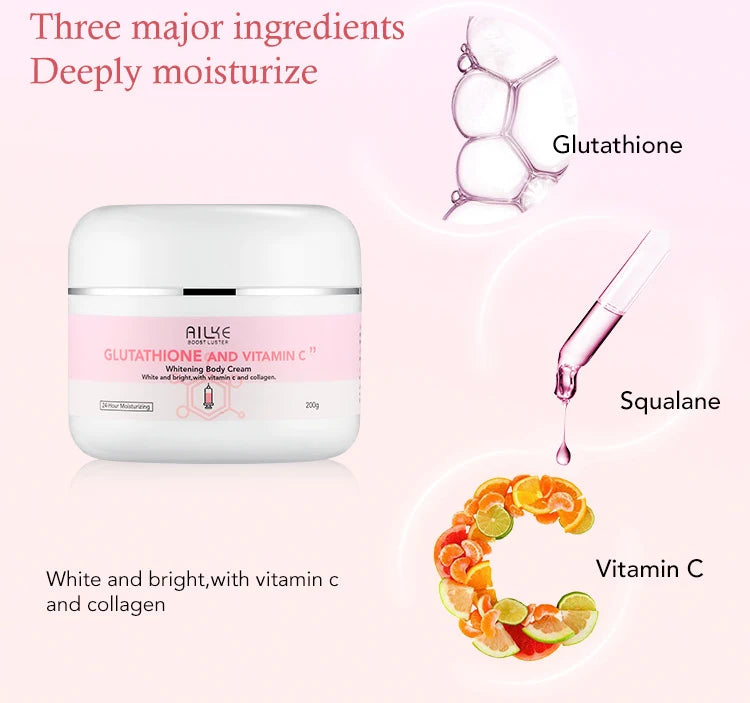 AILKE Whitening Remove Black Spots Facial Skin Care Lotion Moisturizing Cream Body Glutathion Vitamin C Black Skin Face New Set