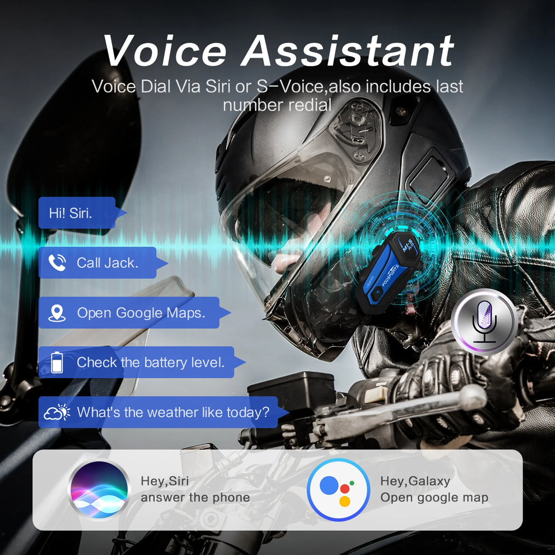 2Pcs Fodsports M1-S Plus Motorcycle Helmet Intercom Bluetooth Headset 8 Riders Moto Interphone,Music Sharing,FM Radio
