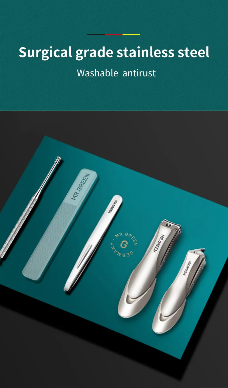 MR.GREEN Manicure Set Surgical Grade Scissors Stainless Nail Clippers Tool Pedicure Set Home Portable Travel Kit Nail Scissor