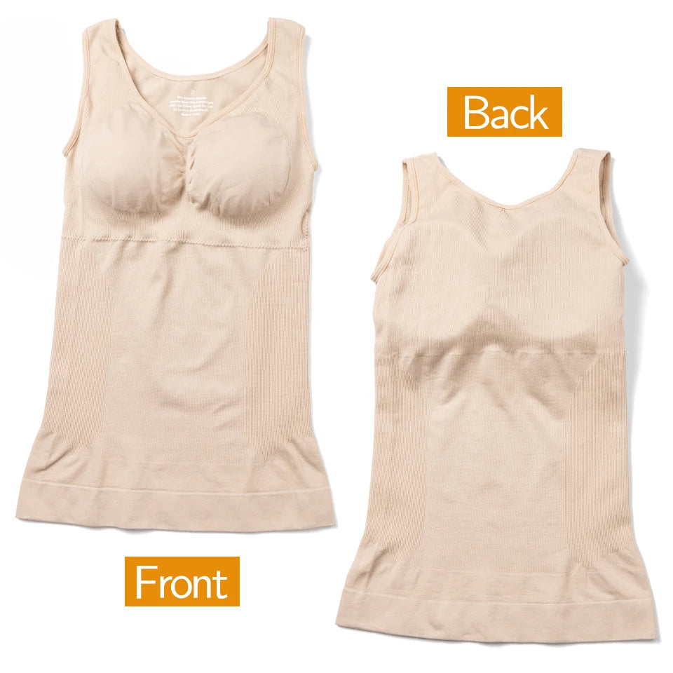 Shapewear for Plus Size Women Tummy Control Shapewear Built-in Bra Shaping Tank Tops Slimming Body Shaper Compression Underwear