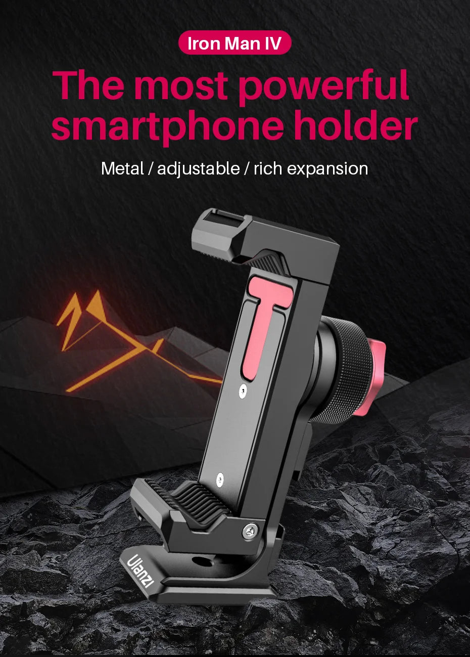 Ulanzi ST-27 Metal Vertical Shooting Phone Mount Holder Clip with Cold Shoe for Rode Wireless Go Microphone Video Light Vlog