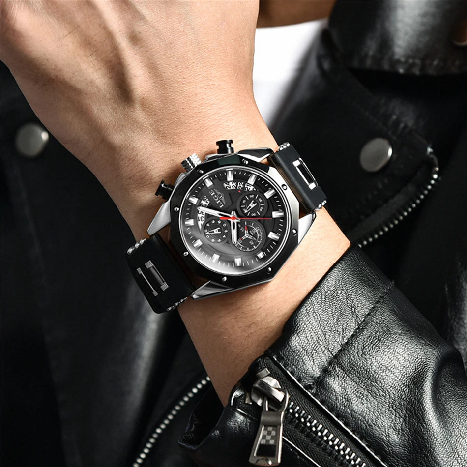 LIGE Brand Watch Men Silcone Sports Watches Men's Army Military Quartz Wristwatch Chronograph Male Clock Relogio Masculino+BOX
