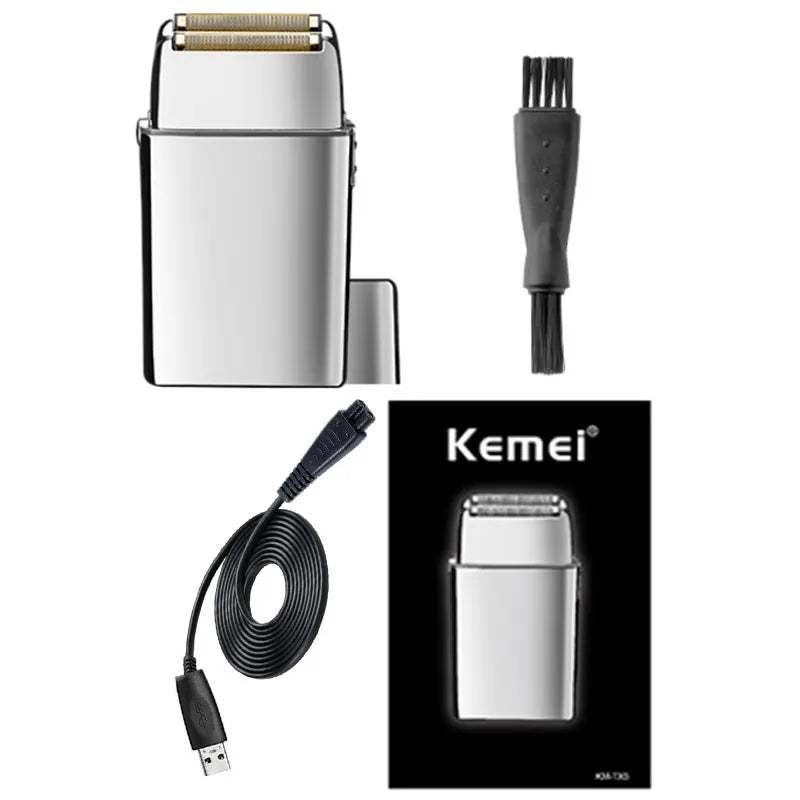 Kemei Tx5 Pro Metal Housing Barber Shop Hair Electric Shaver For Men Beard Bald Head Shaving Machine Rechargeable Electric Razor