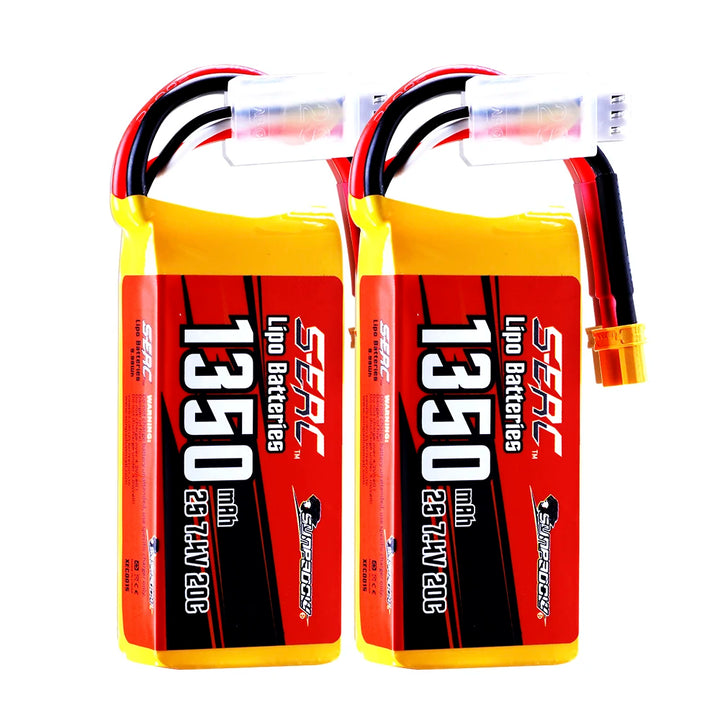 2packs Sunpadow 2S 7.4V Lipo Battery 900mAh 1350mAh 20C 25C Soft Pack with JST XT30 Plug for RC Airplane Quadcopter Helicopter