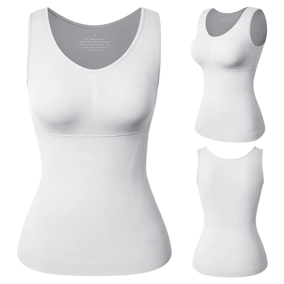 Shapewear for Plus Size Women Tummy Control Shapewear Built-in Bra Shaping Tank Tops Slimming Body Shaper Compression Underwear