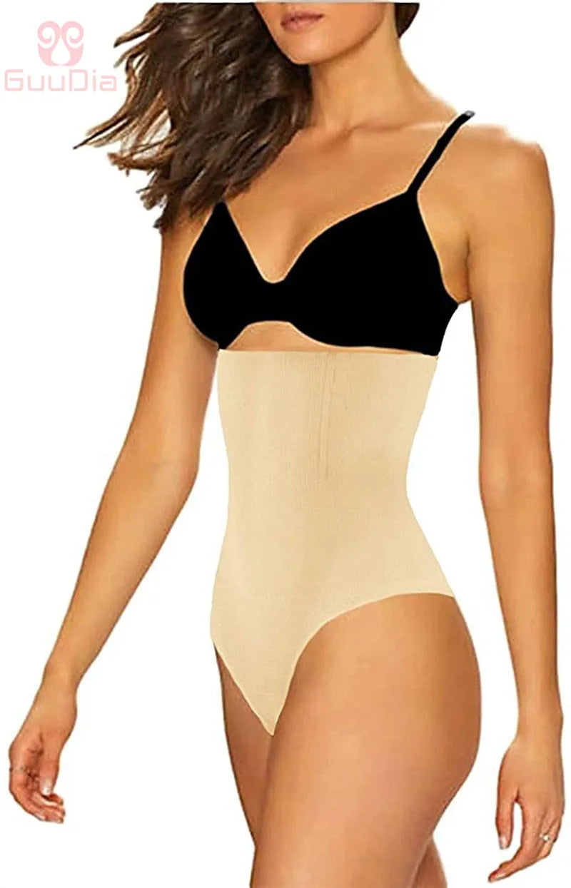 GUUDIA Womens High Waist Seamless Body Shaper Briefs Firm Control Tummy Sexy Thong Shapewear Panties Girdle Underwear Shapewear