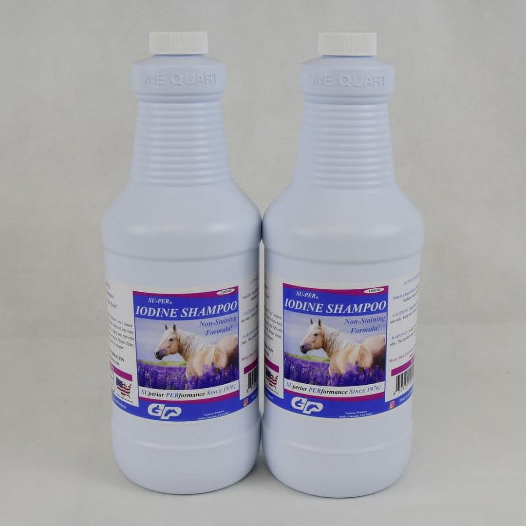 Iodine Shampoo for Horses - Deep Cleaning, Non-Staining, Biodegradable - Equine Skin Conditioning Shampoo - 1 Quart, (2 Pack)