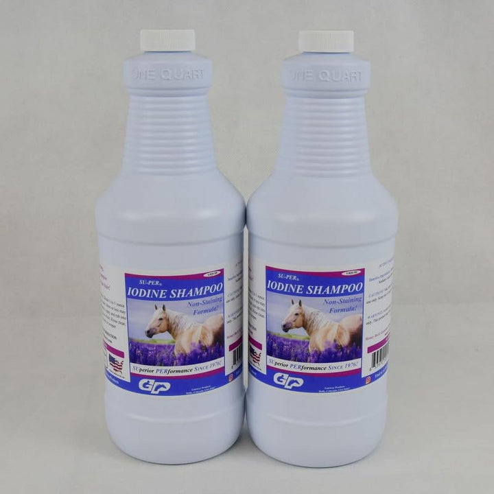 Iodine Shampoo for Horses - Deep Cleaning, Non-Staining, Biodegradable - Equine Skin Conditioning Shampoo - 1 Quart, (2 Pack)