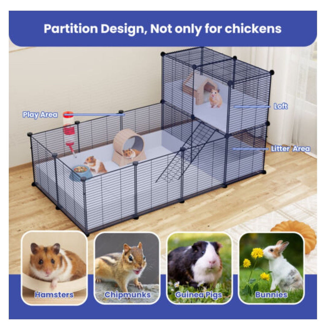 JTAOT DIY Guinea Cage Hamster Playpen Rabbit Enclosure Waterproof Metal 55,5" x 28"
