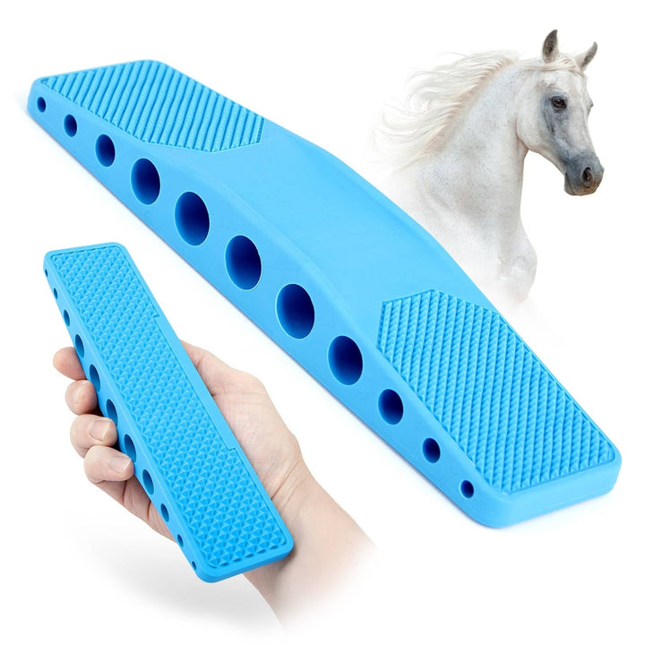 Jeffers Rubber Grooming Brush for Horses, Dogs & Cats, Removes Hair & Dirt, Easy Clean Tool - Light Blue