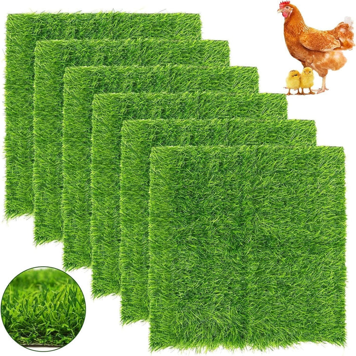 Katinyos 6 Pack Chicken Nesting Pads, Cuttable Nest Box Bedding for Laying Eggs, Washable Artificial Grass Carpet for Chickens Coop Garden Lawn