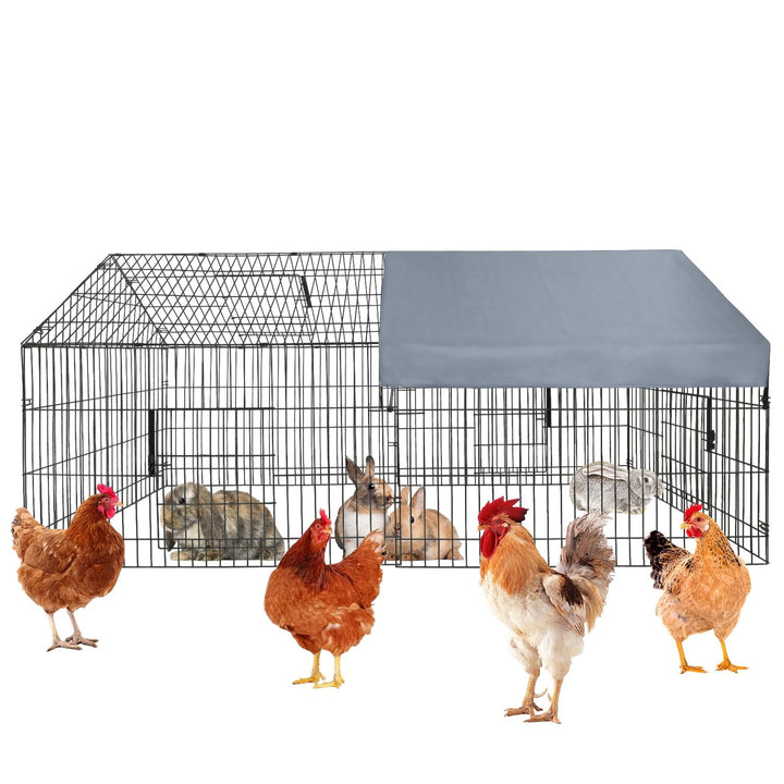 Kselythan 86"x40"x40"Large Metal Chicken Coop,Metal Pet Playpen With Waterproof Cover,Small Animal Cage,Outdoor Backyard Farm Pet Playpen for Rabbit,Duck,Chinchillas