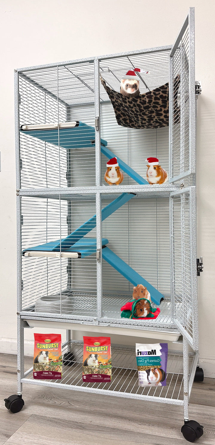 LARGE Two Story Double Unit Small Animal Critter Hamster Habitat Mouse Rat Gerbil Home Guinea Pig House Tight 1/2-inch Wire Spacing Rolling Cage for Ferret Chinchilla Sugar Glider Hedgehog