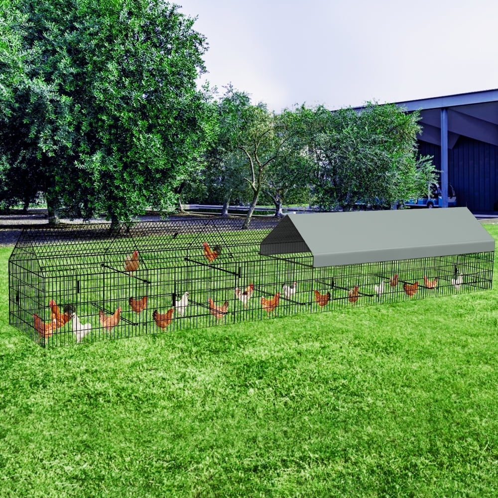 Large Chicken Coop with Upgraded Cover, DOMIPET 252" x 42" x 44" Pet Playpen Exercise Pen Rabbit Duck Chicken Run, Outdoor Backyard Farm Cage for Rabbit Duck Hen