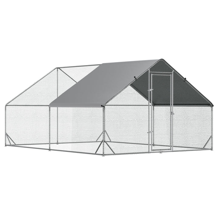 Large Chicken Coop Metal Chicken Run with Waterproof and Anti-UV Cover, Spire Shaped Walk in Fence Cage Hen House for Outdoor and Yard Farm Use, 1" Tube Diameter, 9.8' x 13.1' x 6.6'