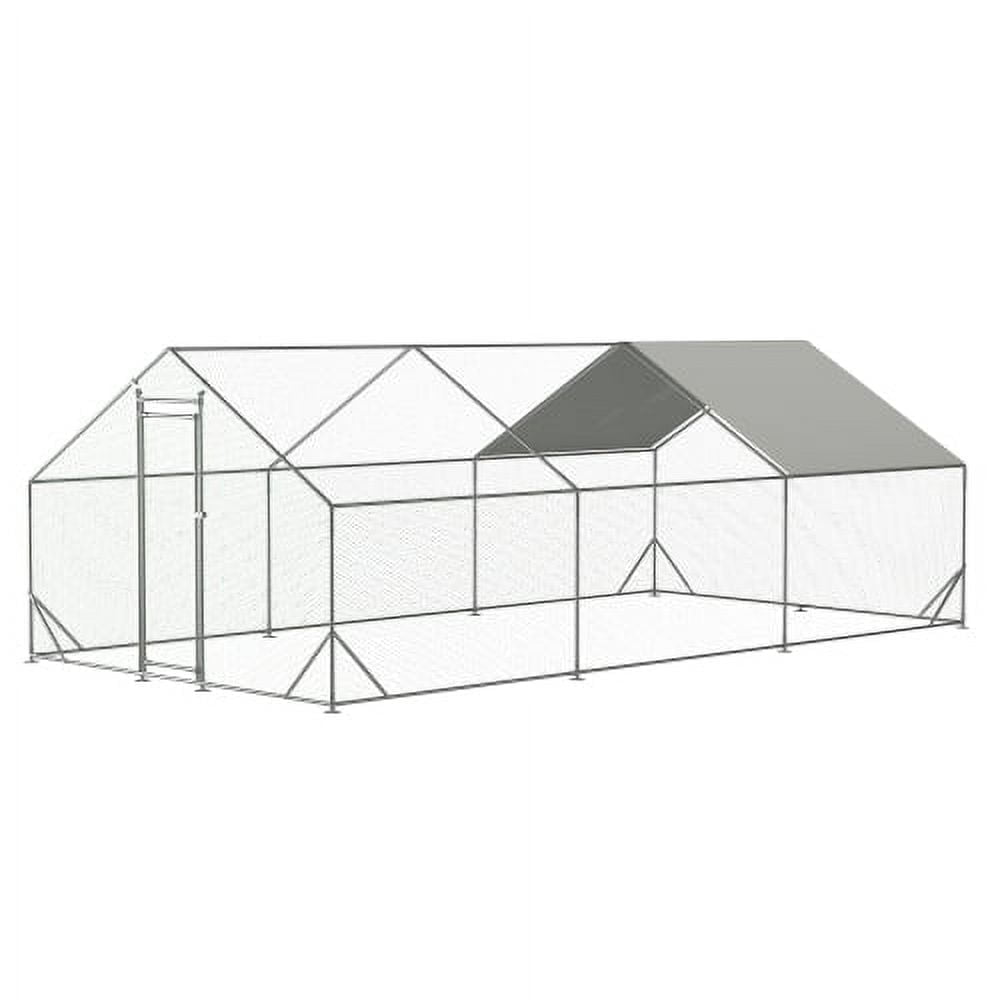 Large Metal Chicken Coop, Walk-in Chicken Run,Galvanized Wire Poultry Chicken Hen Pen Cage, Rabbits Duck Cages with Cover for Outside(10' L x 20' W x 6.56' H)