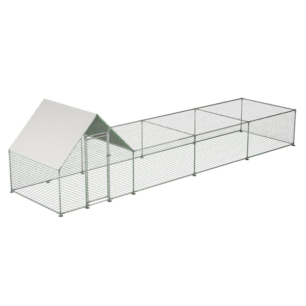 Large Metal Chicken Coop, Walk-in Chicken Run, Galvanized Wire Poultry Chicken Hen Pen Cage, Rabbits Duck Cages with Waterproof and Anti-Ultraviolet Cover for Outside