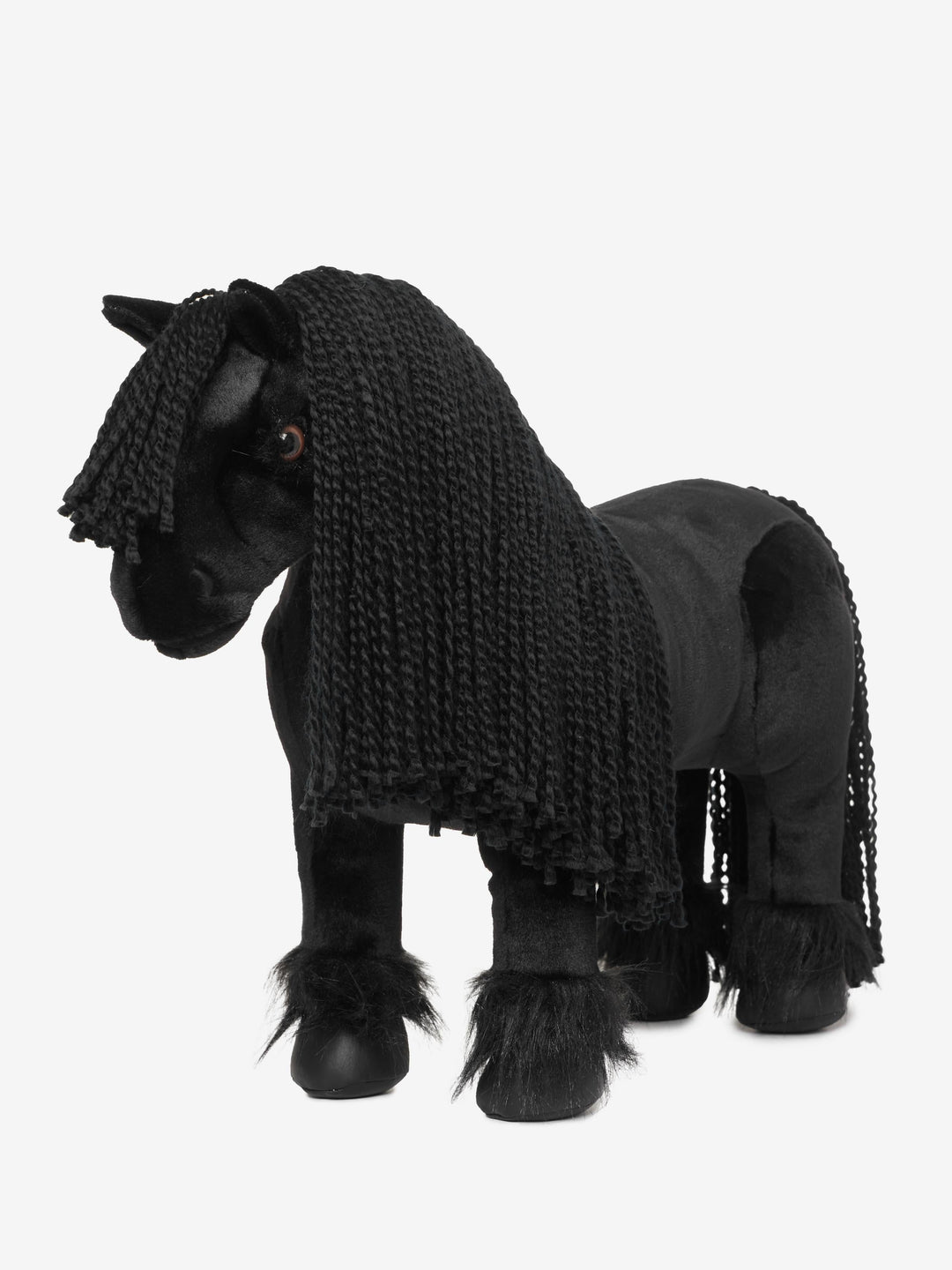 LeMieux Toy Pony - Spike - Reversible Lorry/Stable Carry Case - Crinkly Mane and Fluffy Feathers - Includes Pony Passport - Ages 3+ - Black Friesian - One Size