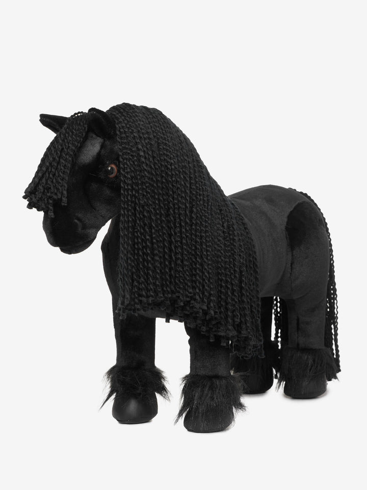 LeMieux Toy Pony - Spike - Reversible Lorry/Stable Carry Case - Crinkly Mane and Fluffy Feathers - Includes Pony Passport - Ages 3+ - Black Friesian - One Size