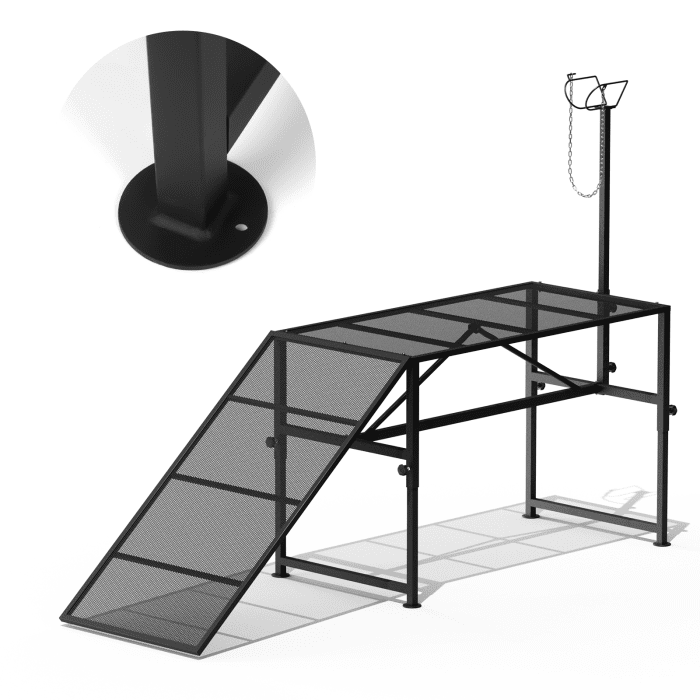 Livestock Stand, Adjustable Height Livestock Stand, Heavy Duty Steel, 500LBS Load, Goat Trimming Stand, for Sheep Lambs Goats