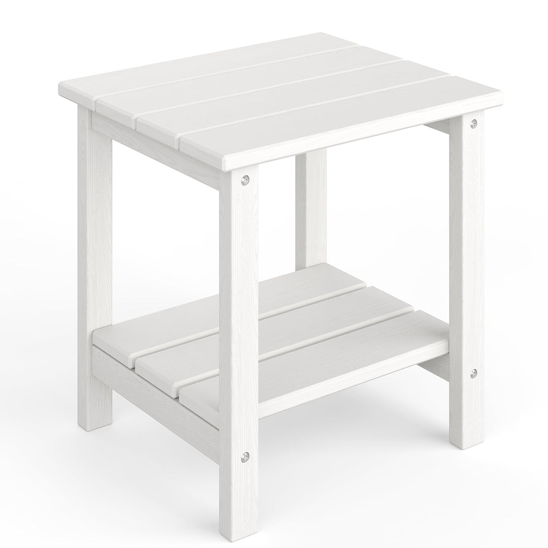 M optimized Outdoor Adirondack Side Table, HDPE 2-Tier Patio End Table Weather Resistant for Adirondack Chair, Square Side Tables for Patio, Poolside, Porch, Deck, Indoor, Backyard