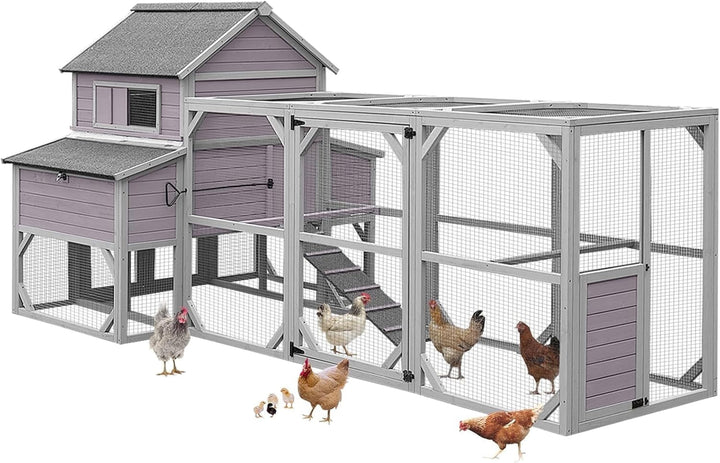 MEDEHOO Chicken Coop 135" Super Large Wooden Chicken House Poultry Cage with Large Nesting Boxes, 55ft²