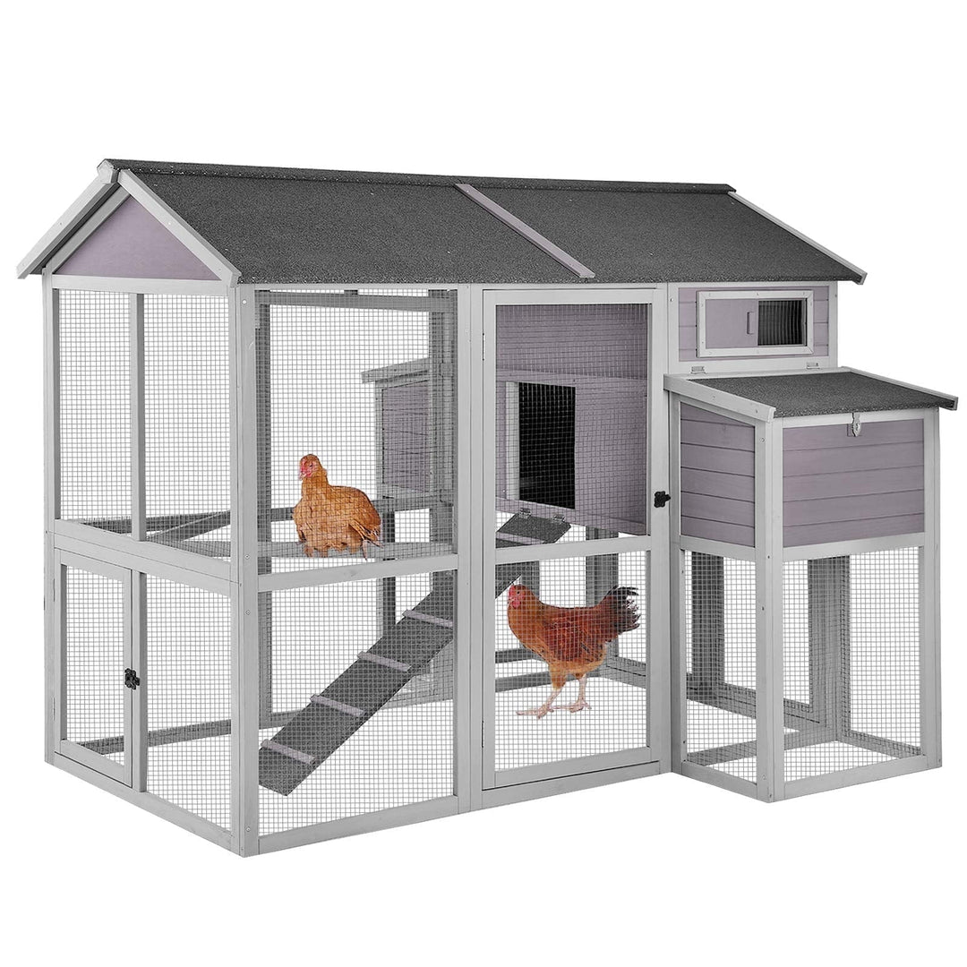 BUTINGLALE Chicken Coop with Large Nesting Boxes Outdoor Hen House with 30.5ft² Sleeping Area and Run for 6 to10 Chickens 75.7" L x 65.7" W x 59.1" H