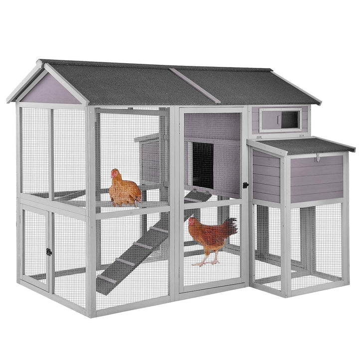 BUTINGLALE Chicken Coop with Large Nesting Boxes Outdoor Hen House with 30.5ft² Sleeping Area and Run for 6 to10 Chickens 75.7" L x 65.7" W x 59.1" H