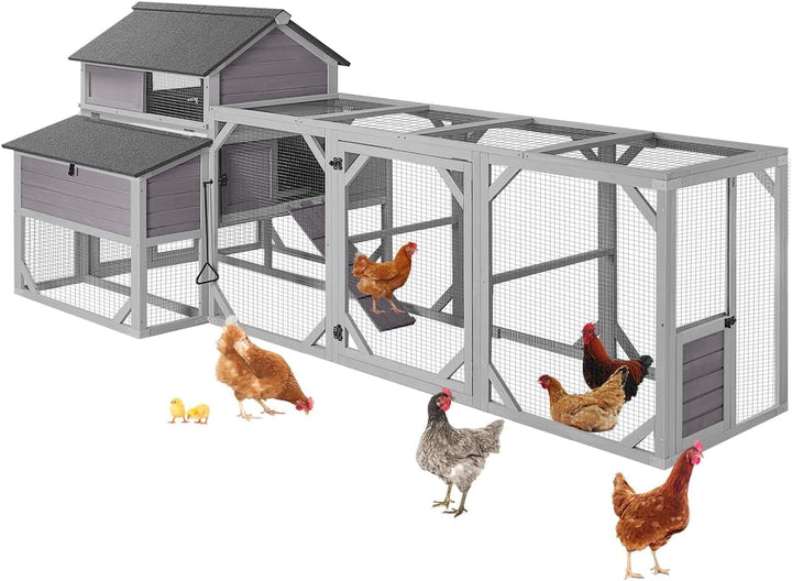 BUTINGLALE Large Outdoor Chicken Coop with Run, Multi-Level Hen House, Weatherproof Roof, Predator-Resistant Design & 6 Nesting Boxes for 8-10 Chickens, 41 sq.ft