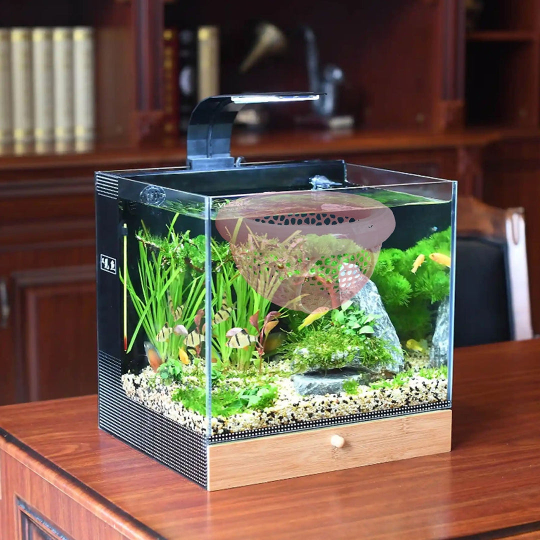 MU Floating Betta Hide & Shrimp Cave 3-in-1 Aquarium Hammock Feeder Ring & Resting Spot 3D Printed Floating Log Nano Tank Decor & Stress-Free Shelter