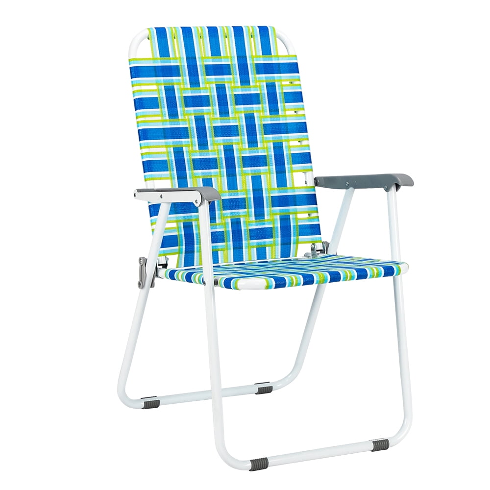 Matladin 1-Pack Folding Patio Lawn Chair, Beach Chair for Adults, Camping Chair with Webbed Airflow Mesh for Outdoor, Blue