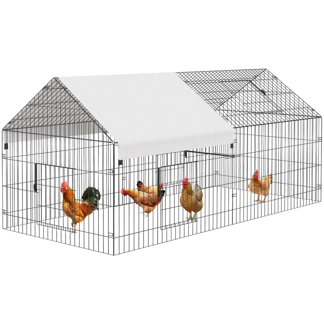 Metal Chicken Coop,86"×40"×40" Chicken Runs for Yard,Outdoor Pet Playpen with Waterproof Cover,Chicken Pen Kennel Duck Coop Cage Hutch Fence for Backyard Farm Rabbit Small Animal Poultry