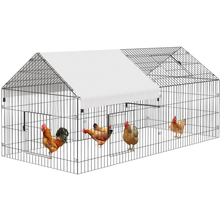 Metal Chicken Coop,86"×40"×40" Chicken Runs for Yard,Outdoor Pet Playpen with Waterproof Cover,Chicken Pen Kennel Duck Coop Cage Hutch Fence for Backyard Farm Rabbit Small Animal Poultry