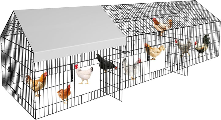 Metal Chicken Coop with Cover Chicken Run Pen for Yard Outdoor Large Portable Chicken Playpen Enclosure Rabbit Small Animal Dog Poultry Cat Cage Duck Coop Hen