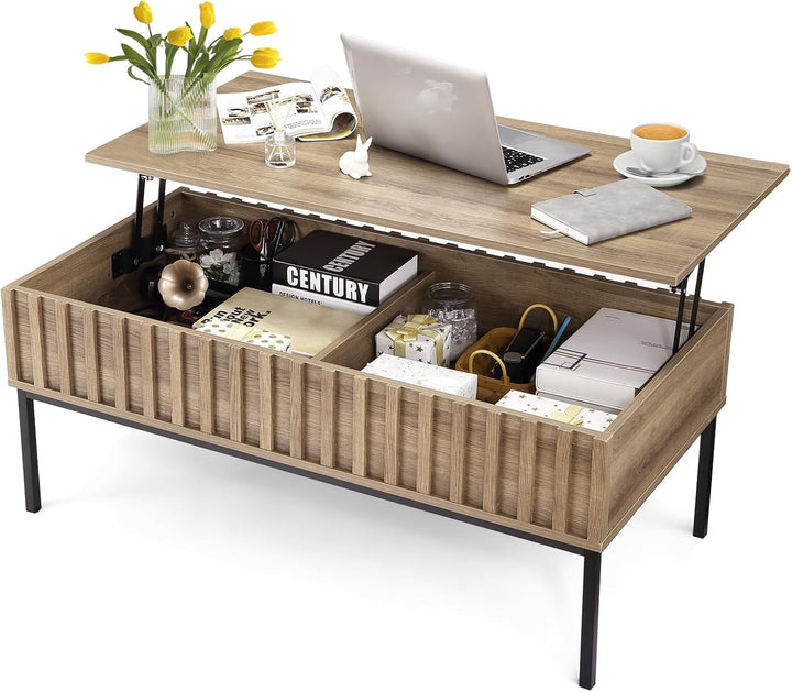 Modern Lift Top Coffee Table, Rustic Wooden Coffee Table with Hidden Storage Compartment Table for Living Room, Center Table for Living Room or Office，