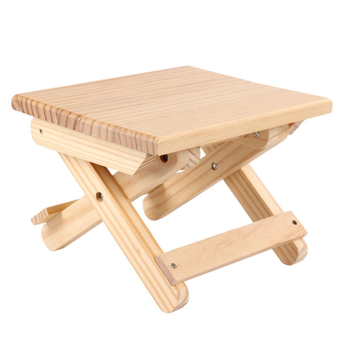 NICEXMAS 1Pack Portable Folding Stool Wooden for Fishing Picnic Park Outdoor Use Light Yellow 11.8x8.3x6.9in