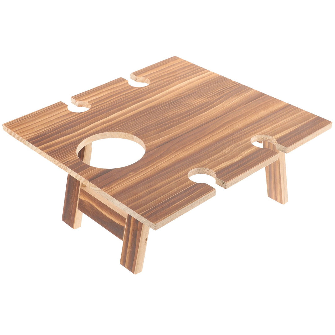NICEXMAS 1Set Rustic Design Coffee Square Folding Wood Picnic Table for Outdoor Use 30X28in
