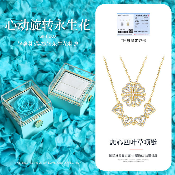 Valentine's Day Sterling Silver Necklace Girl Pendant Clover