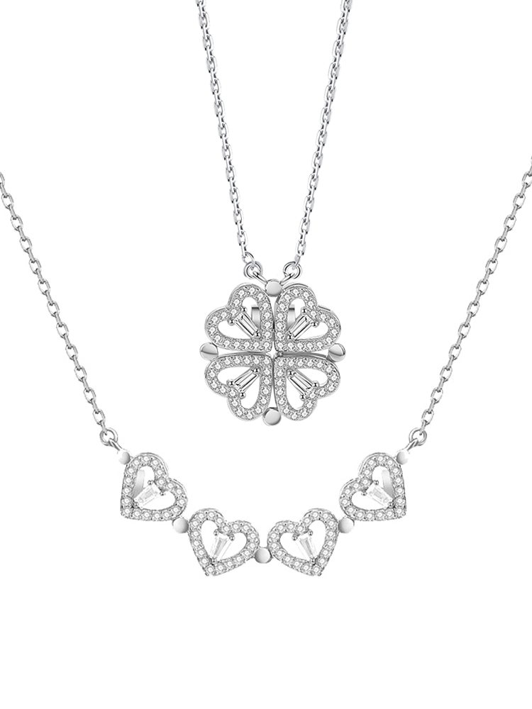 Valentine's Day Sterling Silver Necklace Girl Pendant Clover