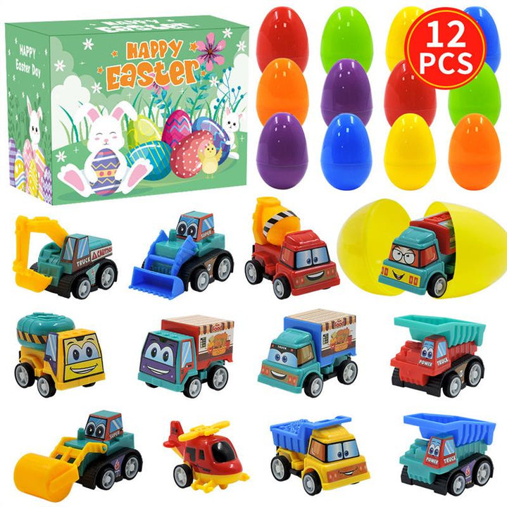 Children's Day Easter Egg Kids Building Blocks Blind Box Cartoon Rabbit Decompression Color Film Puzzle Egg Engineering Car Toys