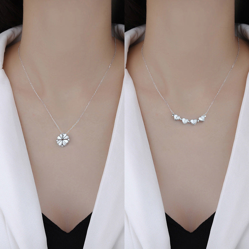 Four-Leaf Clover Genuine Love Necklace Women's Sterling Silver 999