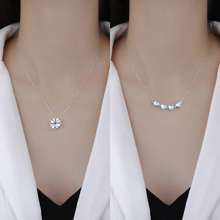 Four-Leaf Clover Genuine Love Necklace Women's Sterling Silver 999
